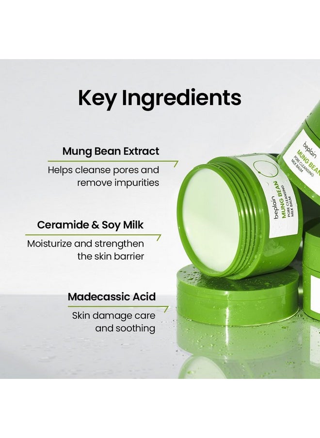 beplain Mung Bean Pore Cleansing Milk Balm (3.38 fl.oz /100ml) for face| Fragrance-Free |Korean Makeup Remover| Non-Greasy Sorbet Texture| Moisturized finish with Ceramides|All in One Facial Cleanser