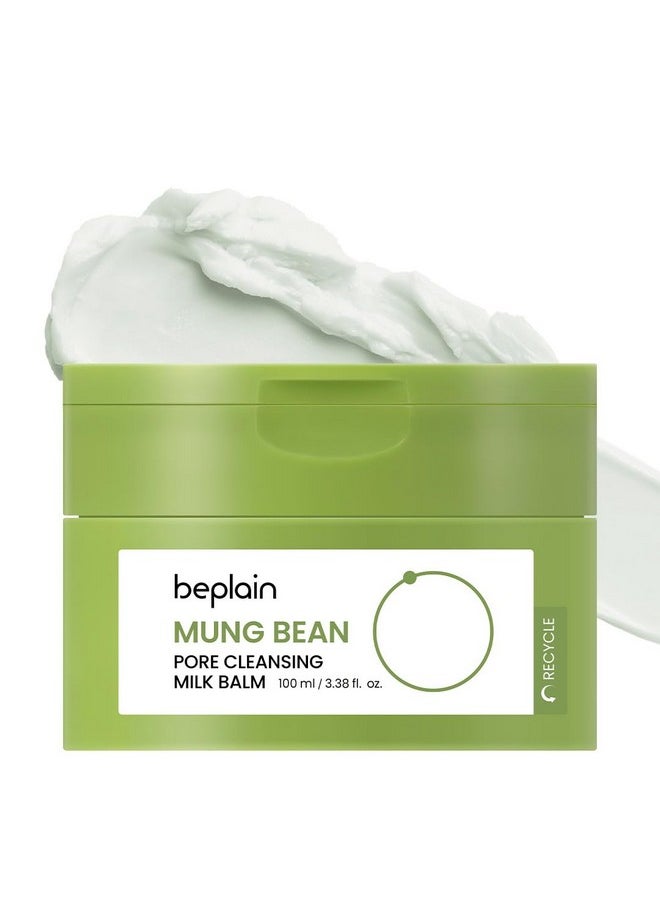 beplain Mung Bean Pore Cleansing Milk Balm (3.38 fl.oz /100ml) for face| Fragrance-Free |Korean Makeup Remover| Non-Greasy Sorbet Texture| Moisturized finish with Ceramides|All in One Facial Cleanser