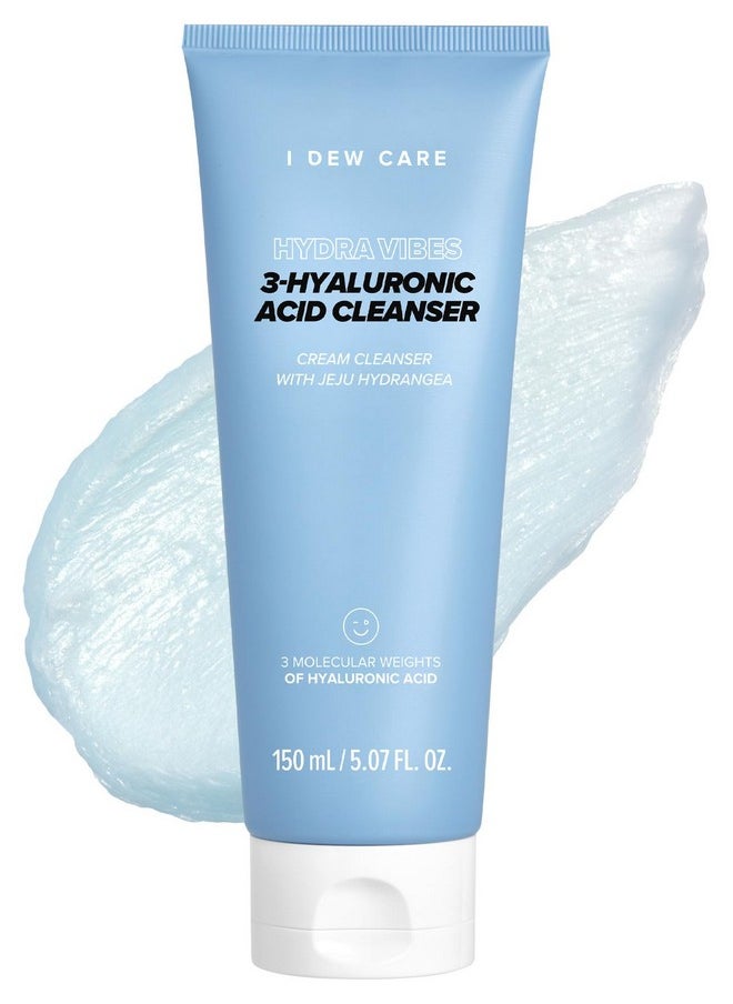 I DEW CARE Foam Cleansing - Hydra Vibes 3-Hyaluronic Acid Cleanser | Hyaluronic Acid, Moisturizing, Korean Glass Smoother Skin Care, Vegan, Cruelty-Free, Illuminating, Exfoliating, 5.07 FL Oz