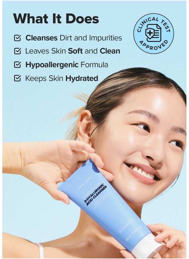 I DEW CARE Foam Cleansing - Hydra Vibes 3-Hyaluronic Acid Cleanser | Hyaluronic Acid, Moisturizing, Korean Glass Smoother Skin Care, Vegan, Cruelty-Free, Illuminating, Exfoliating, 5.07 FL Oz