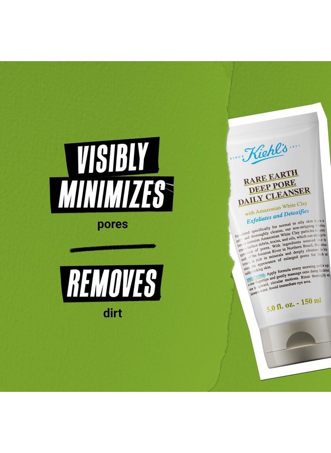 Kiehl's Rare Earth Deep Pore Daily Cleanser, Gentle Exfoliating Face Wash for Oily Skin, Detoxifies & Exfoliates Skin, Minimizes Pores, with Amazonian White Clay, Fragrance-free - 5 fl oz