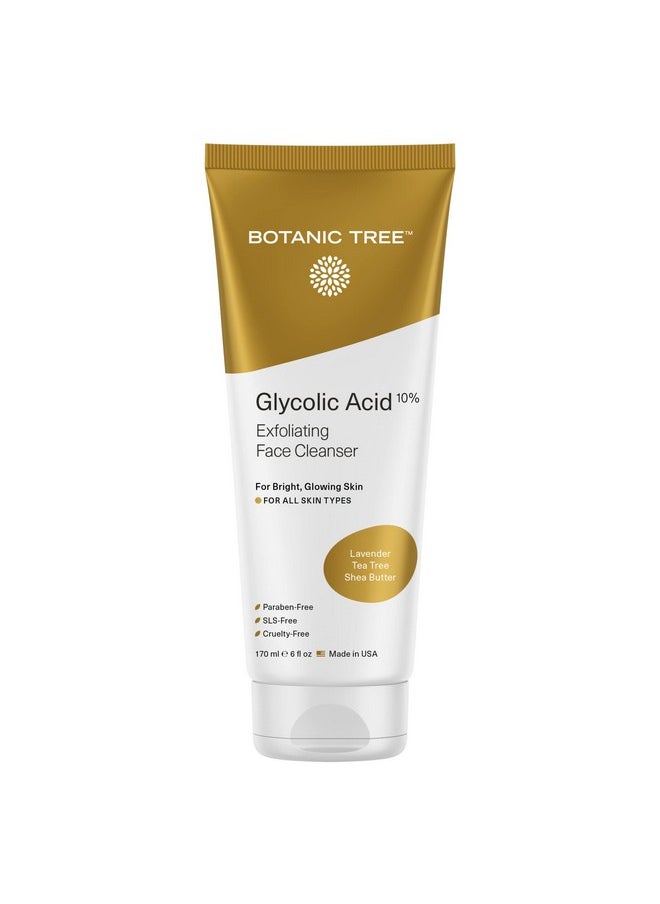 Botanic Tree Glycolic Acid Face Wash, Exfoliating Facial Cleanser and Scrub, 10% Glycolic Acid, AHA and Salicylic Acid, 6 fl. oz