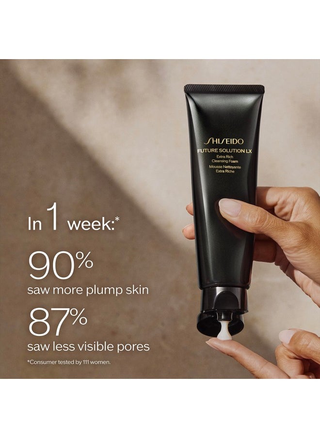 Shiseido Future Solution LX Extra Rich Cleansing Foam - 125 mL - Rich Foaming Cleanser for Smooth and Vibrant Skin - Non-Comedogenic - All Skin Types