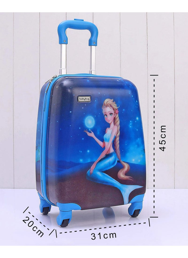 Babyhug Kids Trolley Bag - Water-Resistant, Adjustable Handle, Durable Travel Luggage for 5-10 Years, Blue