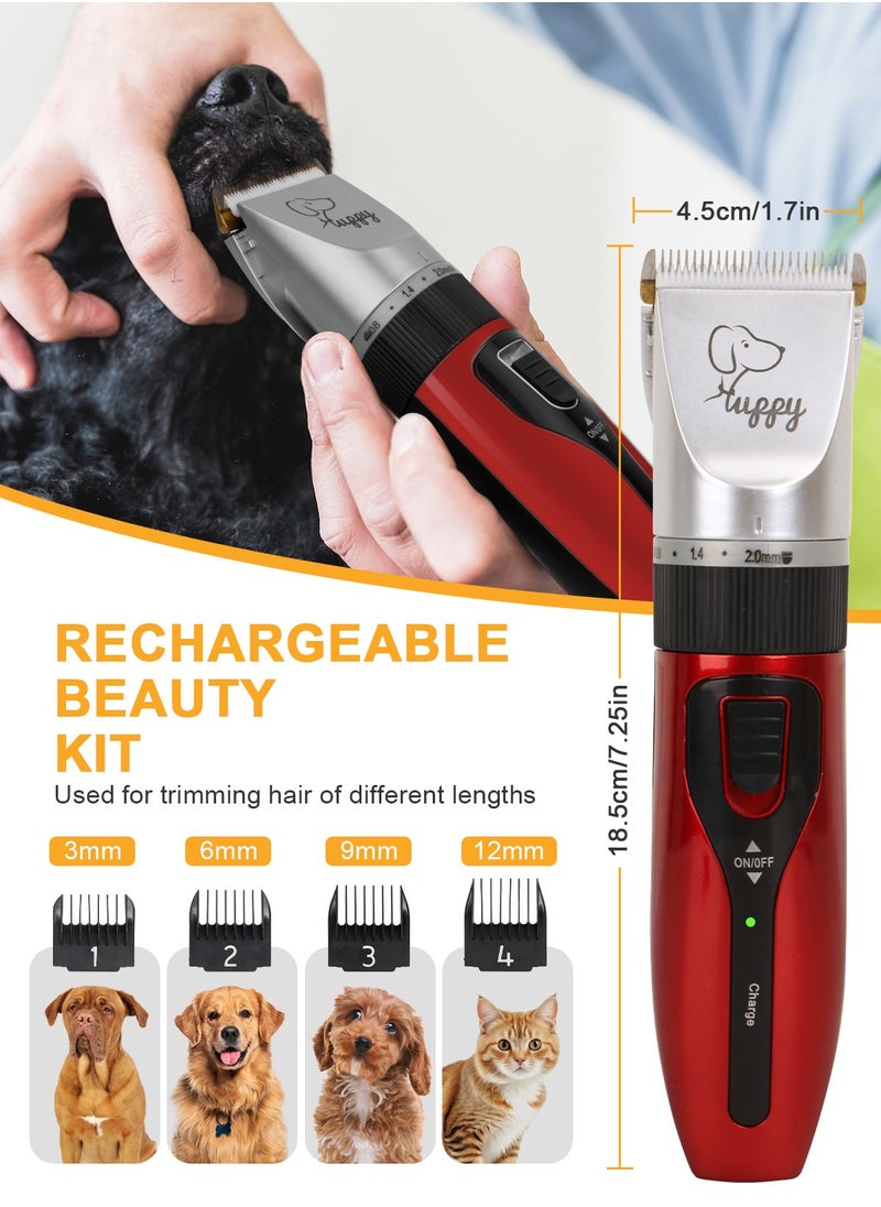 13 Pcs Dog Shaver Clippers, Low Noise Electric Cordless Dog Grooming Supplies,Rechargeable Pet Grooming Kit with Scissors, Combs, Files, Nail Clippers and Spare cutter head for Dogs and Cats