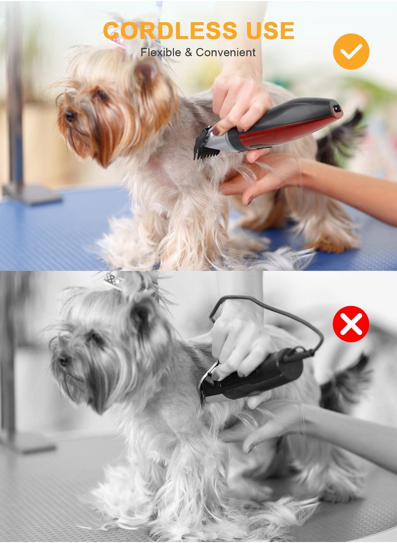 13 Pcs Dog Shaver Clippers, Low Noise Electric Cordless Dog Grooming Supplies,Rechargeable Pet Grooming Kit with Scissors, Combs, Files, Nail Clippers and Spare cutter head for Dogs and Cats