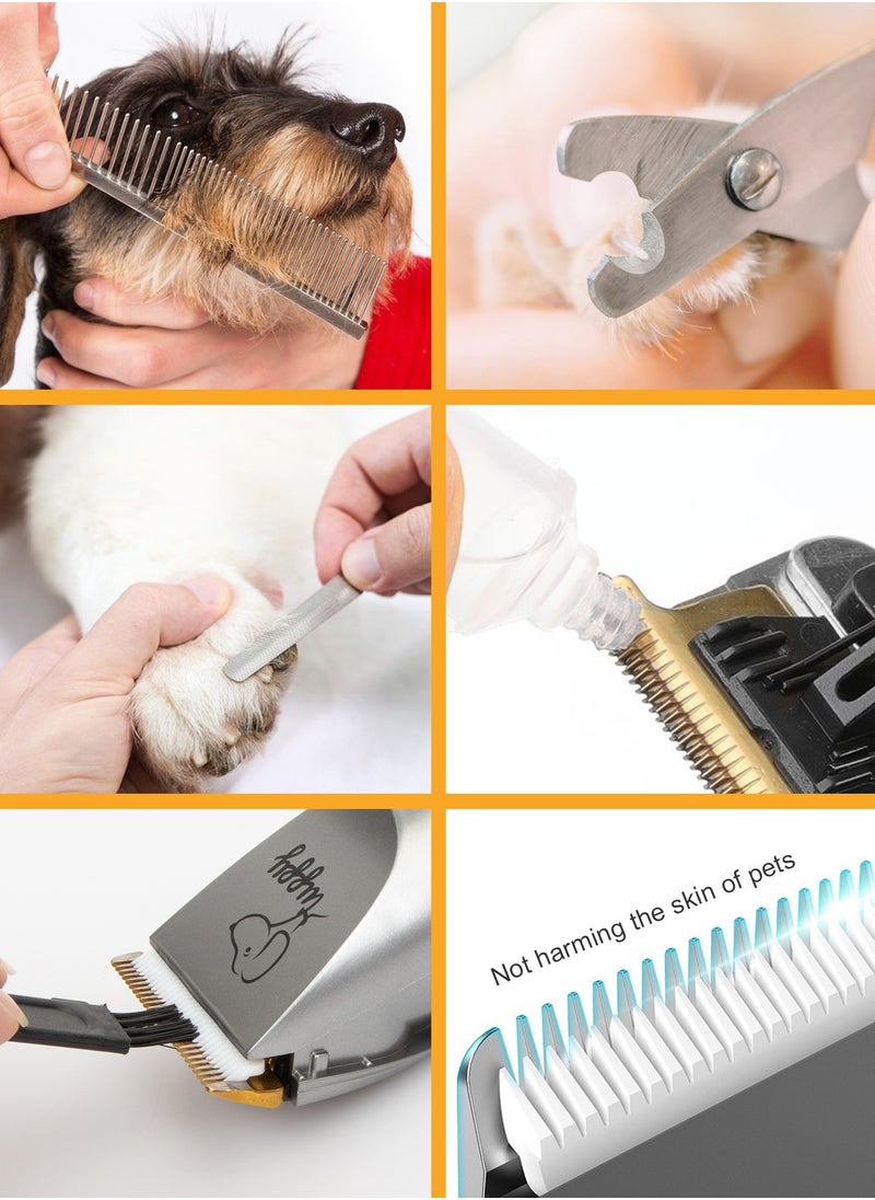 13 Pcs Dog Shaver Clippers, Low Noise Electric Cordless Dog Grooming Supplies,Rechargeable Pet Grooming Kit with Scissors, Combs, Files, Nail Clippers and Spare cutter head for Dogs and Cats