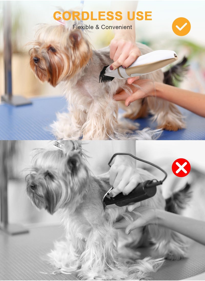 13 Pcs Dog Shaver Clippers, Low Noise Electric Cordless Dog Grooming Supplies,Rechargeable Pet Grooming Kit with Scissors, Combs, Files, Nail Clippers and Spare cutter head for Dogs and Cats