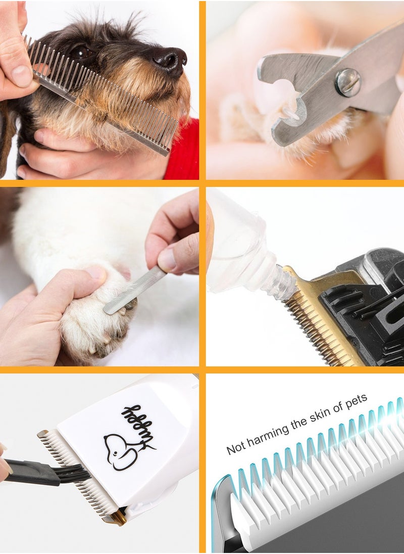 13 Pcs Dog Shaver Clippers, Low Noise Electric Cordless Dog Grooming Supplies,Rechargeable Pet Grooming Kit with Scissors, Combs, Files, Nail Clippers and Spare cutter head for Dogs and Cats