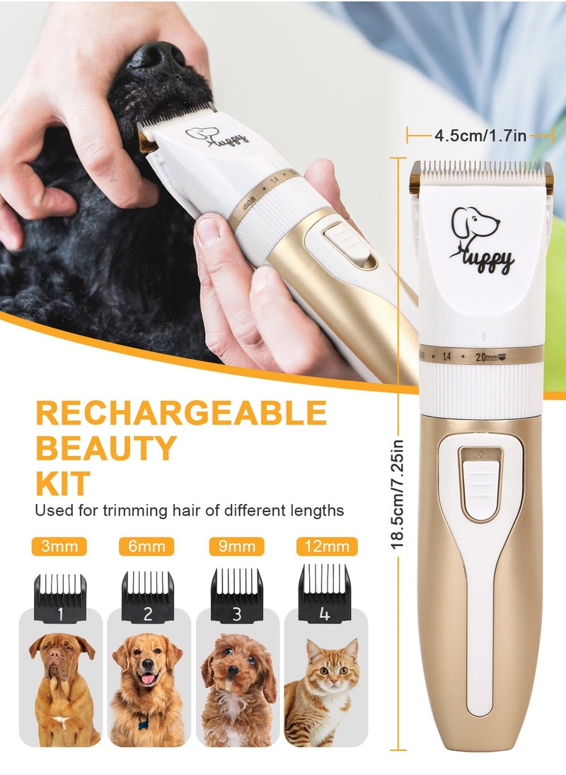 13 Pcs Dog Shaver Clippers, Low Noise Electric Cordless Dog Grooming Supplies,Rechargeable Pet Grooming Kit with Scissors, Combs, Files, Nail Clippers and Spare cutter head for Dogs and Cats