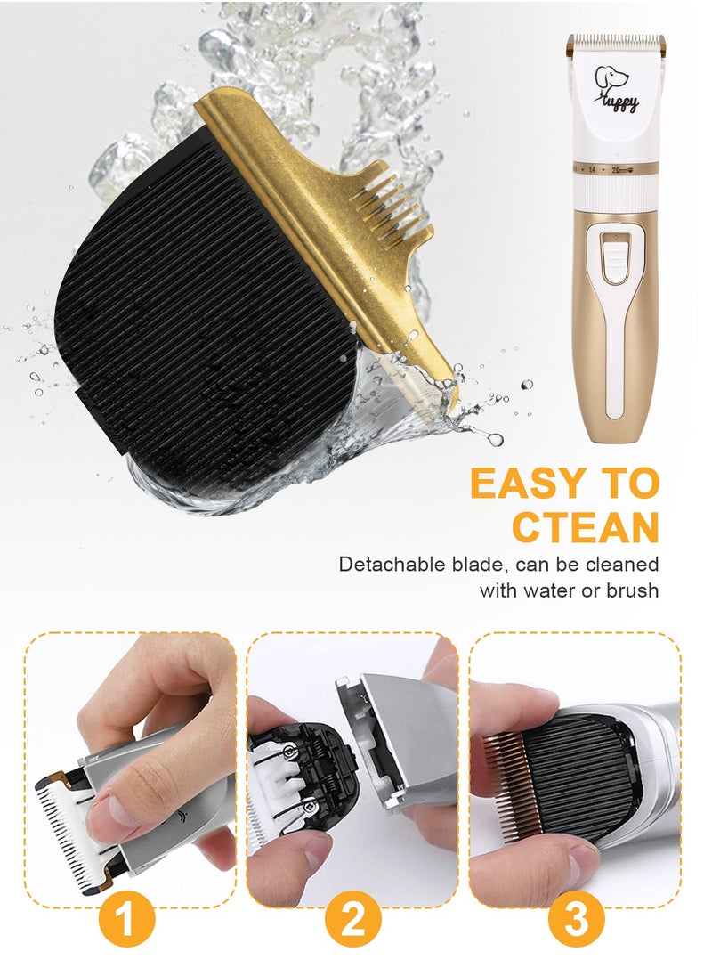 13 Pcs Dog Shaver Clippers, Low Noise Electric Cordless Dog Grooming Supplies,Rechargeable Pet Grooming Kit with Scissors, Combs, Files, Nail Clippers and Spare cutter head for Dogs and Cats