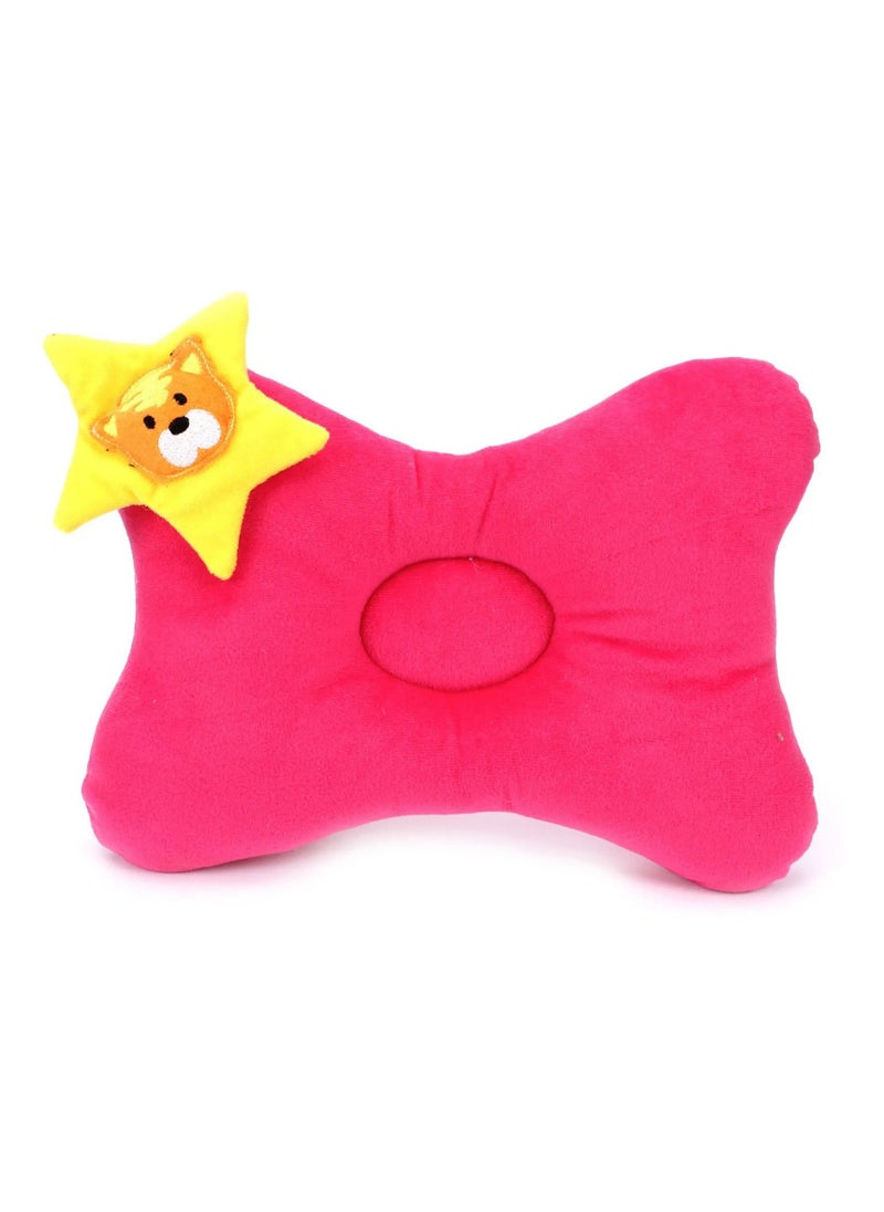 Babyhug Butterfly Shaped Plush Baby Pillow - Pink, Super Soft, Comfortable Head Support for 0-3 Months, 19x32 cm