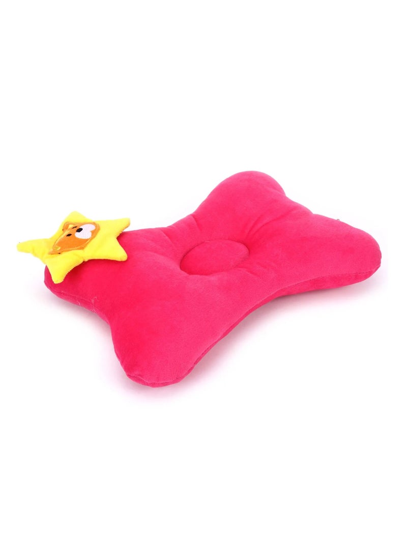 Babyhug Butterfly Shaped Plush Baby Pillow - Pink, Super Soft, Comfortable Head Support for 0-3 Months, 19x32 cm