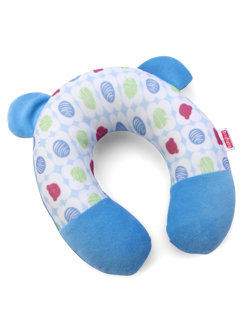 Babyhug U-Shaped Neck Support Pillow for 0-6 Months, Fruit Bear Print, Multicolor - Prevents Flat Head Syndrome, Ergonomic Design, 0-6 Months, 21x22 cm