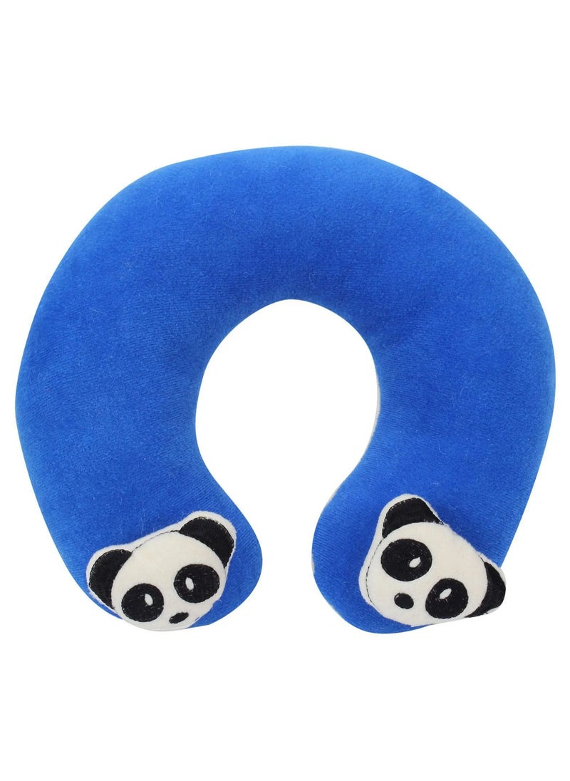 Babyhug Padded Neck Pillow for Babies, Ergonomic Support with Panda Motifs, Blue, 0M+, 20x20cm