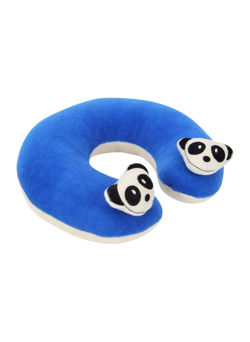 Babyhug Padded Neck Pillow for Babies, Ergonomic Support with Panda Motifs, Blue, 0M+, 20x20cm