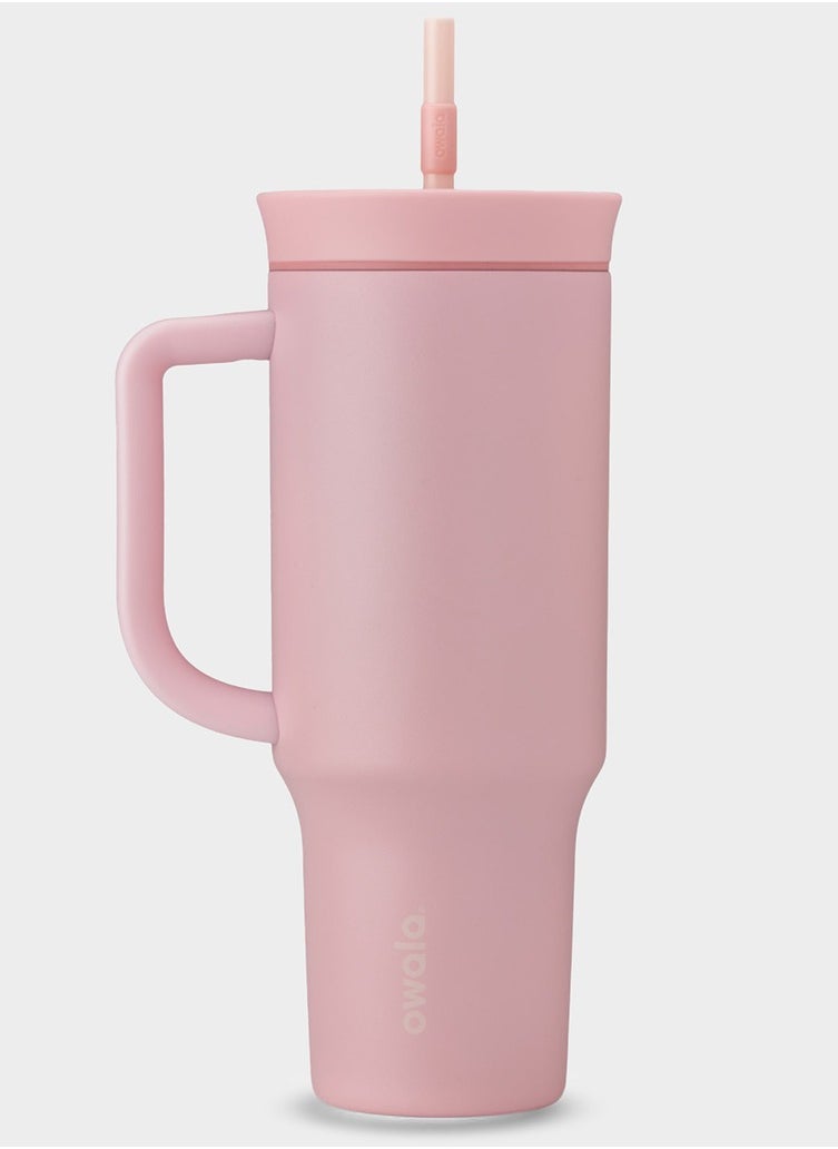 OWALA 40 oz Tumbler 40 oz stainless steel, insulated tumbler 2-in-1 lid lets you sip or swig-Rose QUARTZ