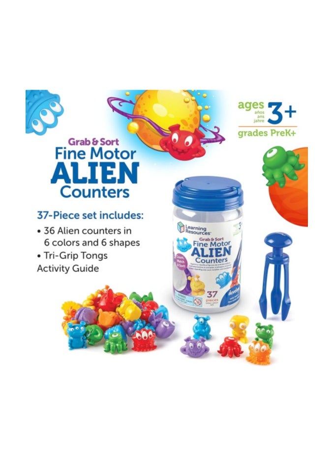 Grab & sort Fine Motor Alien Counters,Toys for Kids, 37 pcs