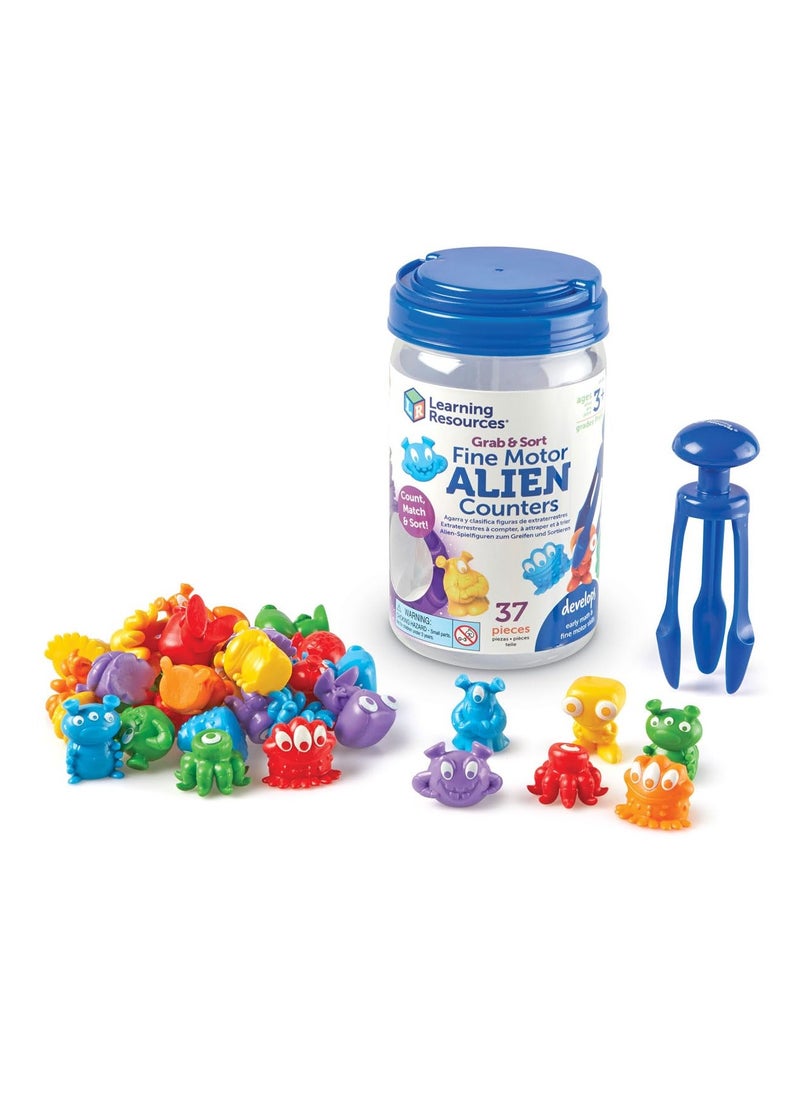 Grab & sort Fine Motor Alien Counters,Toys for Kids, 37 pcs