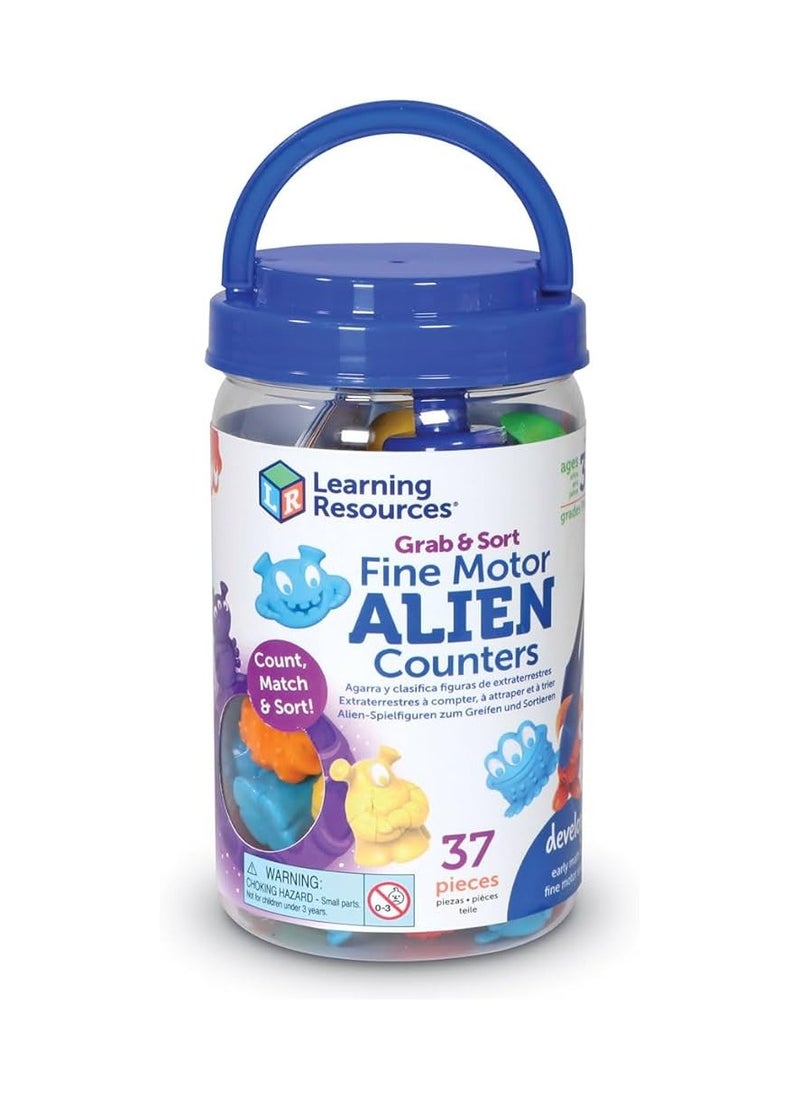 Grab & sort Fine Motor Alien Counters,Toys for Kids, 37 pcs