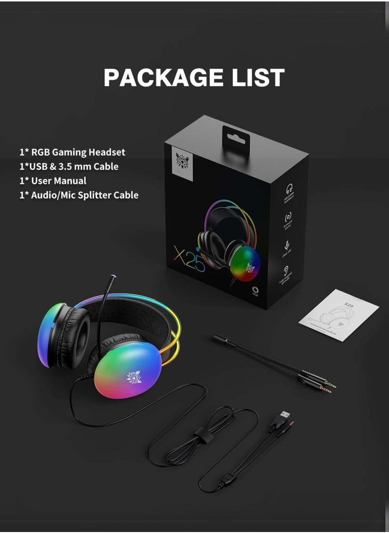 X25 Gaming Headphone Over-Ear Gaming Wired Headphones with Mic for PS4/PS5/XOne/XSeries/NSwitch/PC | Black