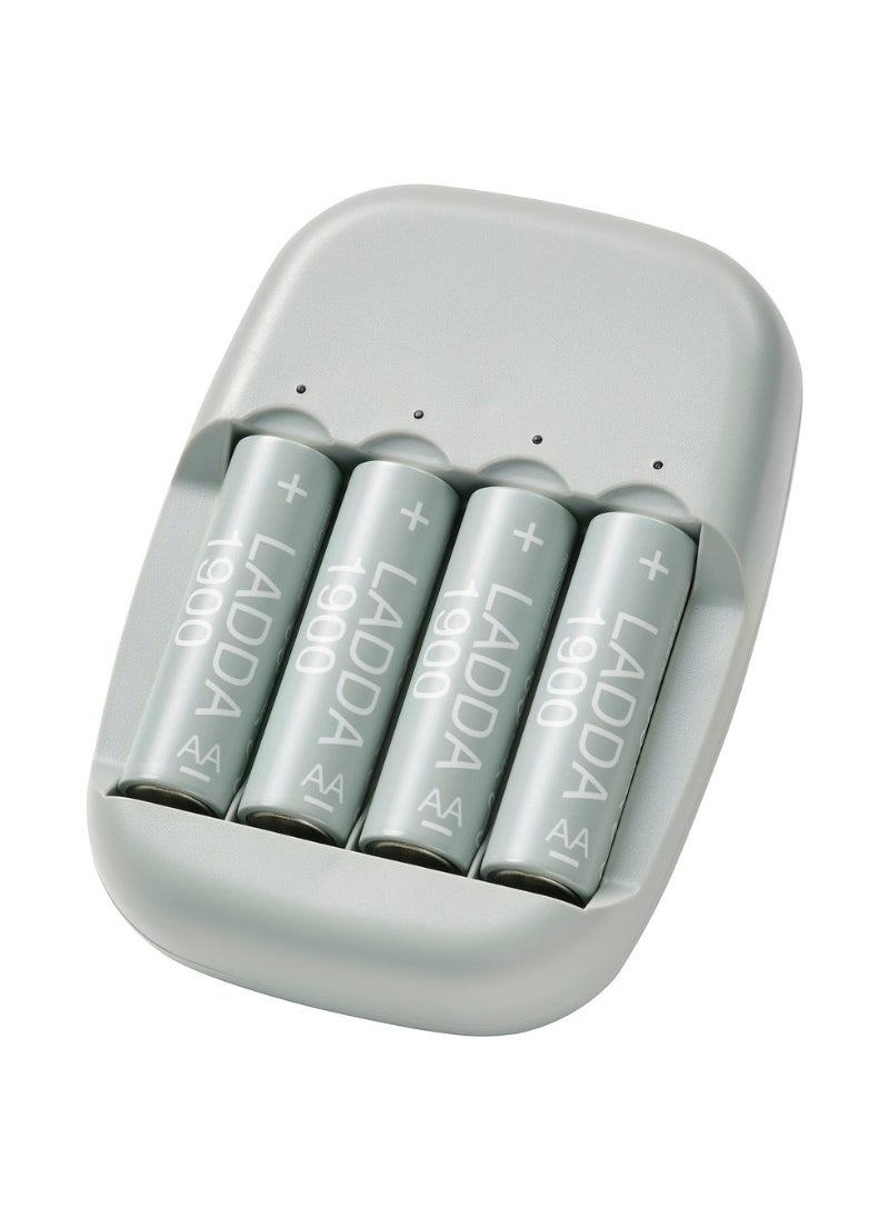 Battery Charger with 4 AA Rechargeable Batteries – STENKOL/LADDA 1900 mAh