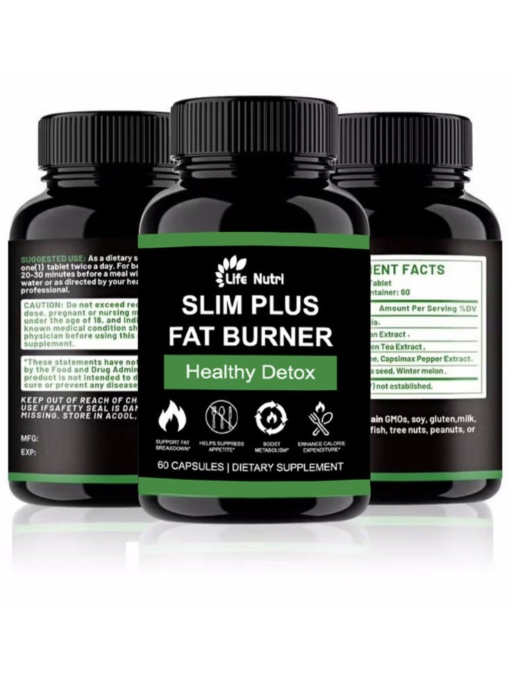 Slim Plus Fat Burner – 60 Tablets | Advanced Weight Loss Supplement with Detox & Fat Burning Formula