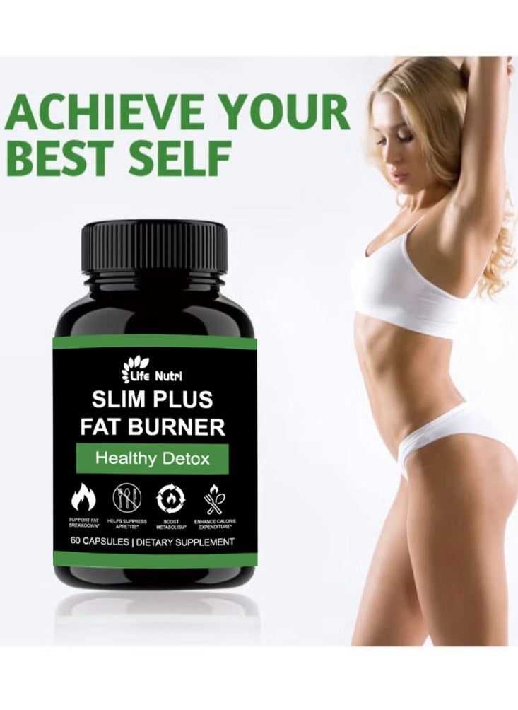 Slim Plus Fat Burner – 60 Tablets | Advanced Weight Loss Supplement with Detox & Fat Burning Formula
