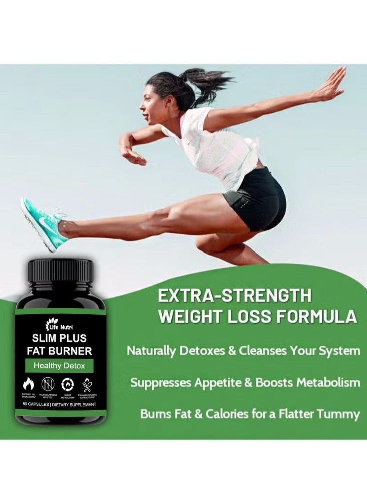 Slim Plus Fat Burner – 60 Tablets | Advanced Weight Loss Supplement with Detox & Fat Burning Formula