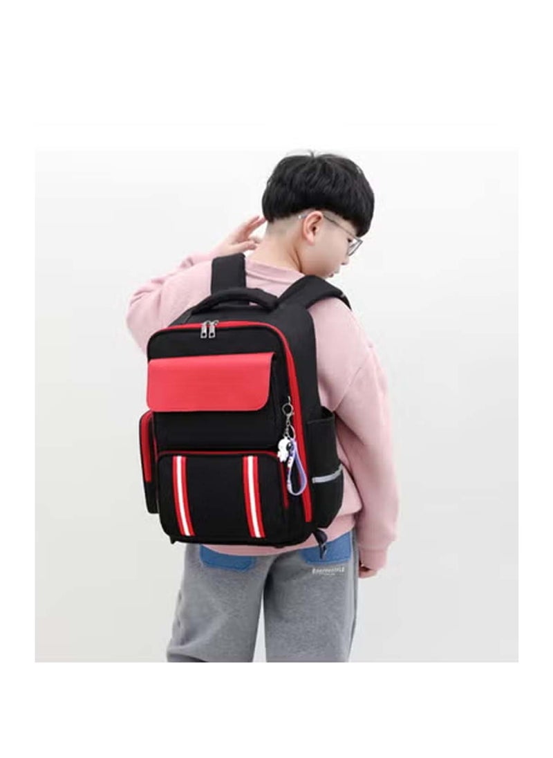 Durable Six-Wheel Trolley School Bag Black / Red