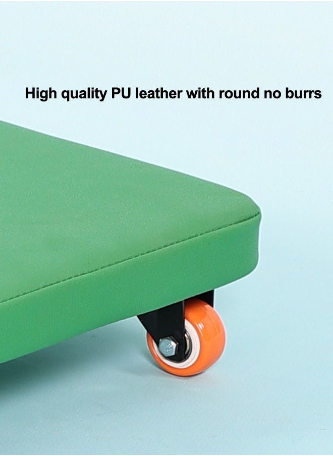 Green Indoor Scooter Board with Safety Handles for Kids Soft Floor Scooter Board with Rollers