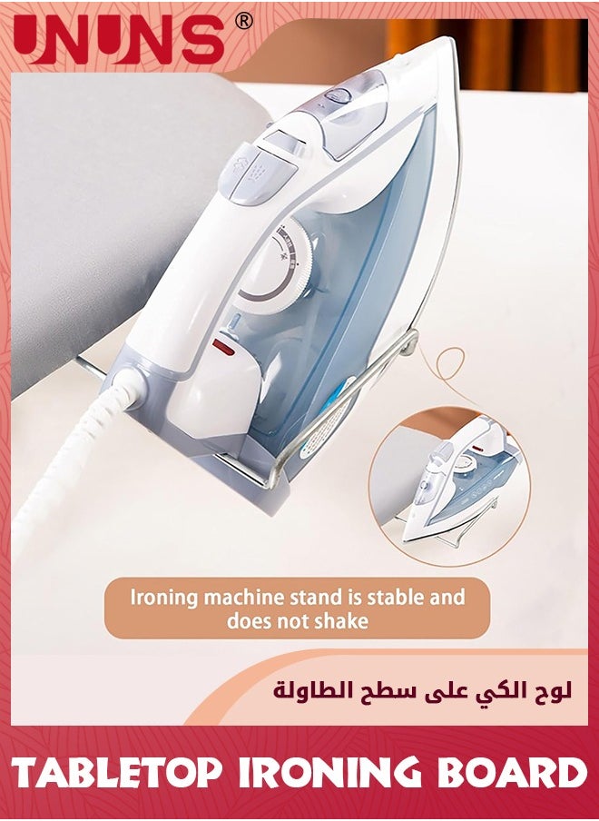 Tabletop Ironing Board,Folding Tabletop Ironing Board With Fixed Sleeve And Iron Holder,Portable Geometric Pattern Folding Mini Iron Board For Sewing,Household,Craft Room,Dorm