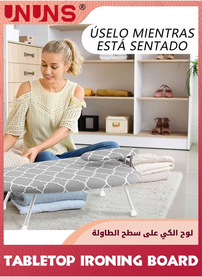 Tabletop Ironing Board,Folding Tabletop Ironing Board With Fixed Sleeve And Iron Holder,Portable Geometric Pattern Folding Mini Iron Board For Sewing,Household,Craft Room,Dorm