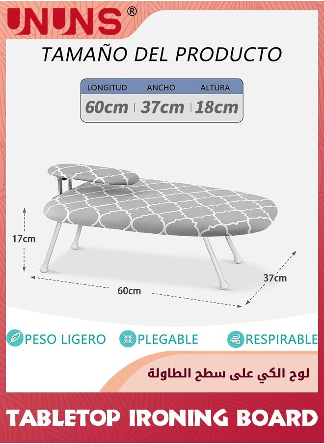 Tabletop Ironing Board,Folding Tabletop Ironing Board With Fixed Sleeve And Iron Holder,Portable Geometric Pattern Folding Mini Iron Board For Sewing,Household,Craft Room,Dorm