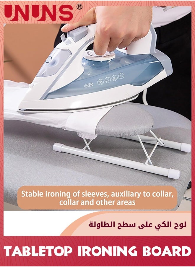 Tabletop Ironing Board,Folding Tabletop Ironing Board With Fixed Sleeve And Iron Holder,Portable Geometric Pattern Folding Mini Iron Board For Sewing,Household,Craft Room,Dorm