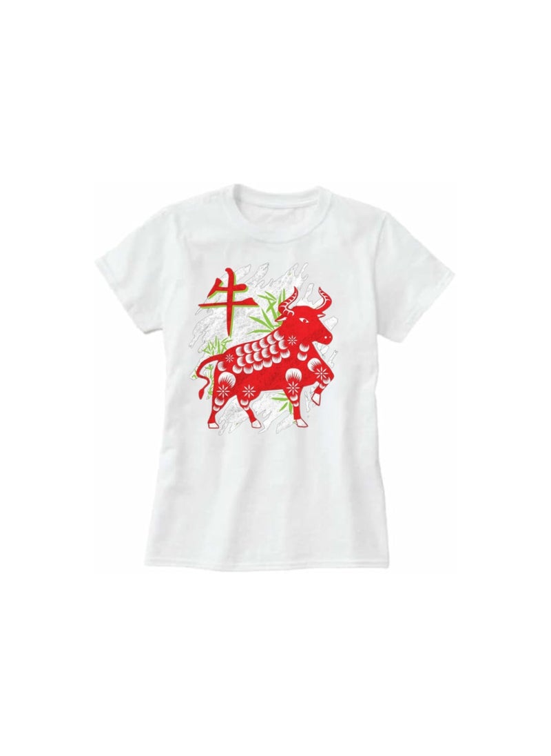 Chinese Zodiac Symbols T-Shirt For Women–Printed Design Short Sleeve Round Neck Cotton Tshirt–Comfortable And Stylish T-Shirt For Celebrations Day