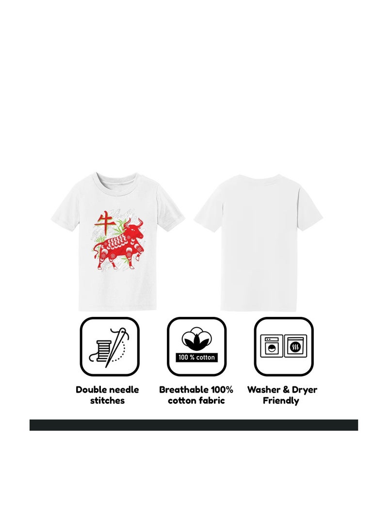 Chinese Zodiac Symbols T-Shirt For Women–Printed Design Short Sleeve Round Neck Cotton Tshirt–Comfortable And Stylish T-Shirt For Celebrations Day