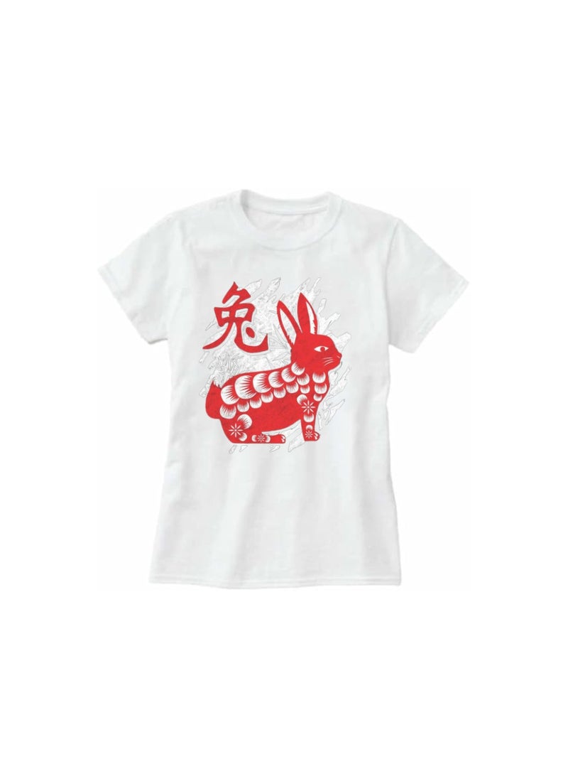 Chinese Zodiac Symbols T-Shirt For Women–Printed Design Short Sleeve Round Neck Cotton Tshirt–Comfortable And Stylish T-Shirt For Celebrations Day