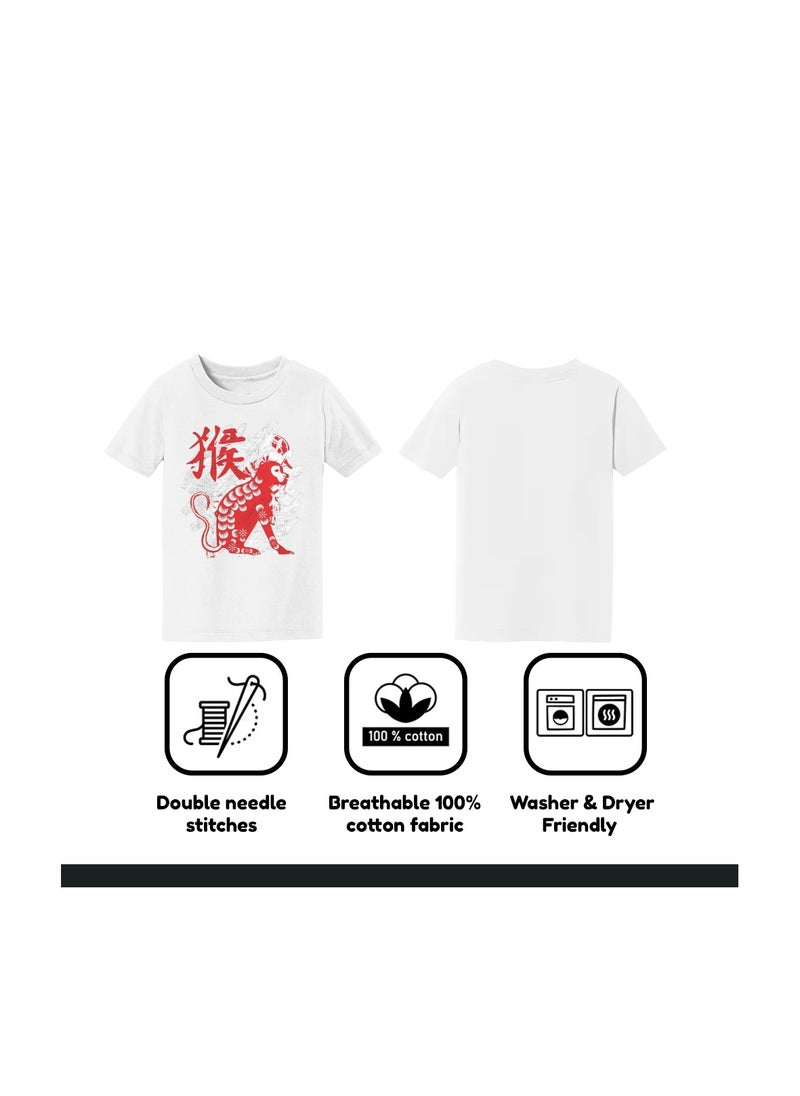 Chinese Zodiac Symbols T-Shirt For Women–Printed Design Short Sleeve Round Neck Cotton Tshirt–Comfortable And Stylish T-Shirt For Celebrations Day