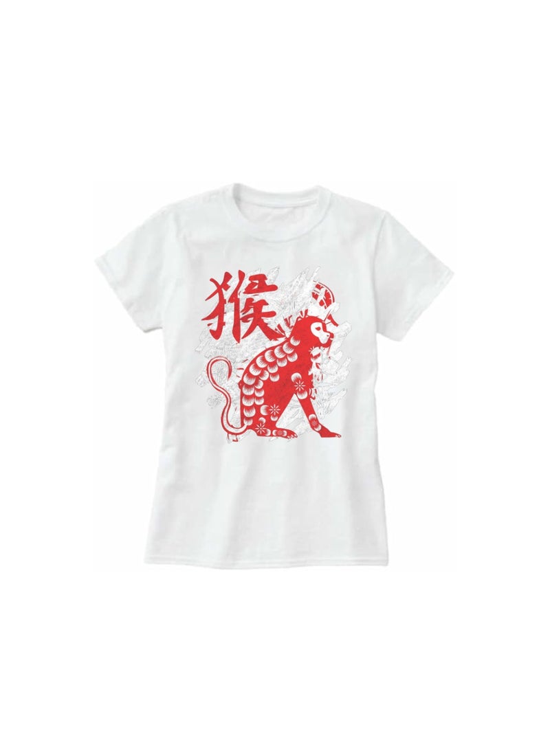 Chinese Zodiac Symbols T-Shirt For Women–Printed Design Short Sleeve Round Neck Cotton Tshirt–Comfortable And Stylish T-Shirt For Celebrations Day
