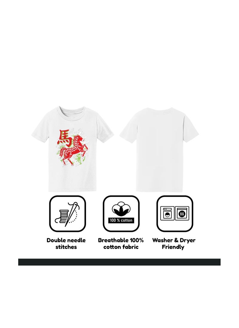 Chinese Zodiac Symbols T-Shirt For Women–Printed Design Short Sleeve Round Neck Cotton Tshirt–Comfortable And Stylish T-Shirt For Celebrations Day