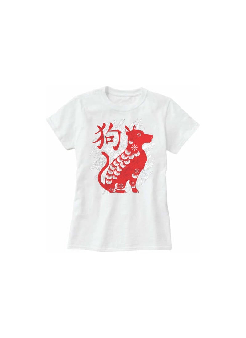 Chinese Zodiac Symbols T-Shirt For Women–Printed Design Short Sleeve Round Neck Cotton Tshirt–Comfortable And Stylish T-Shirt For Celebrations Day