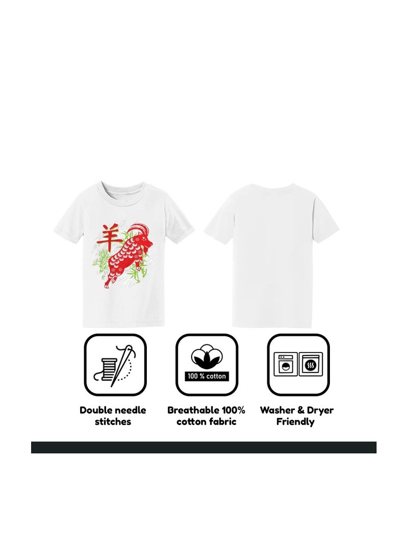 Chinese Zodiac Symbols T-Shirt For Women–Printed Design Short Sleeve Round Neck Cotton Tshirt–Comfortable And Stylish T-Shirt For Celebrations Day