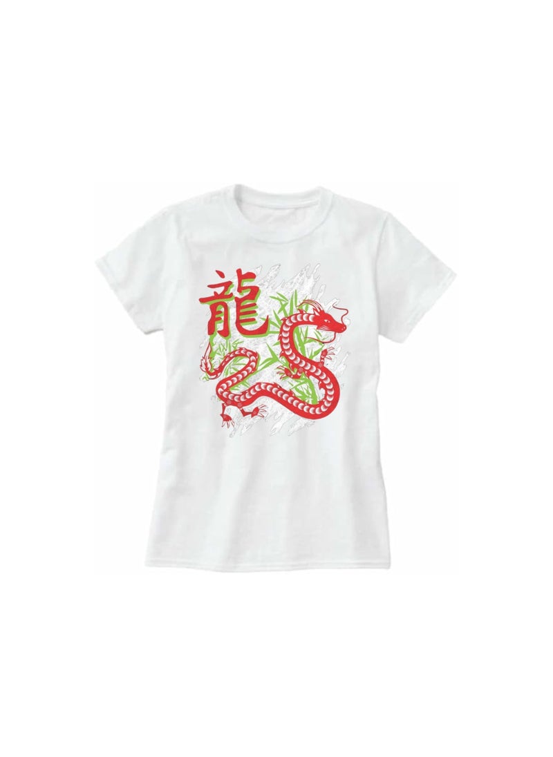 Chinese Zodiac Symbols T-Shirt For Women–Printed Design Short Sleeve Round Neck Cotton Tshirt–Comfortable And Stylish T-Shirt For Celebrations Day