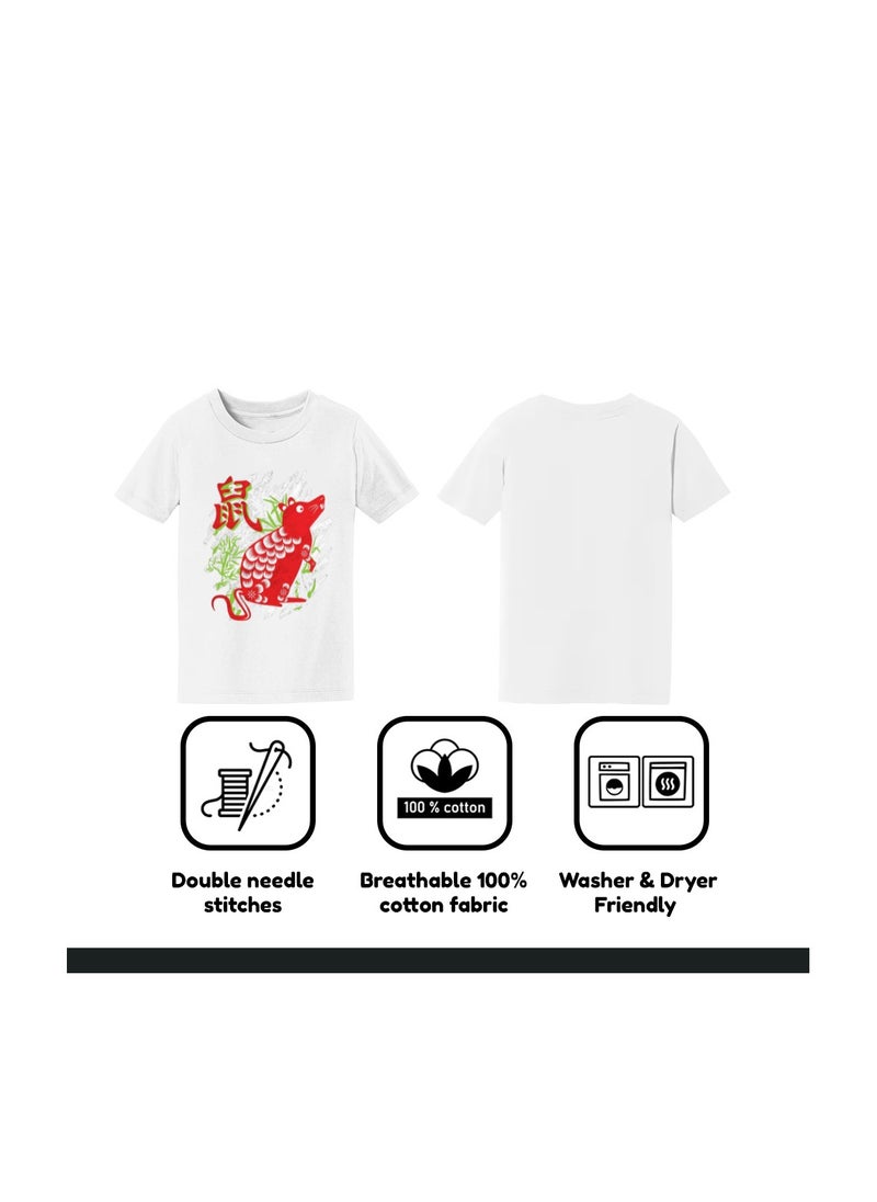 Chinese Zodiac Symbols T-Shirt For Women–Printed Design Short Sleeve Round Neck Cotton Tshirt–Comfortable And Stylish T-Shirt For Celebrations Day