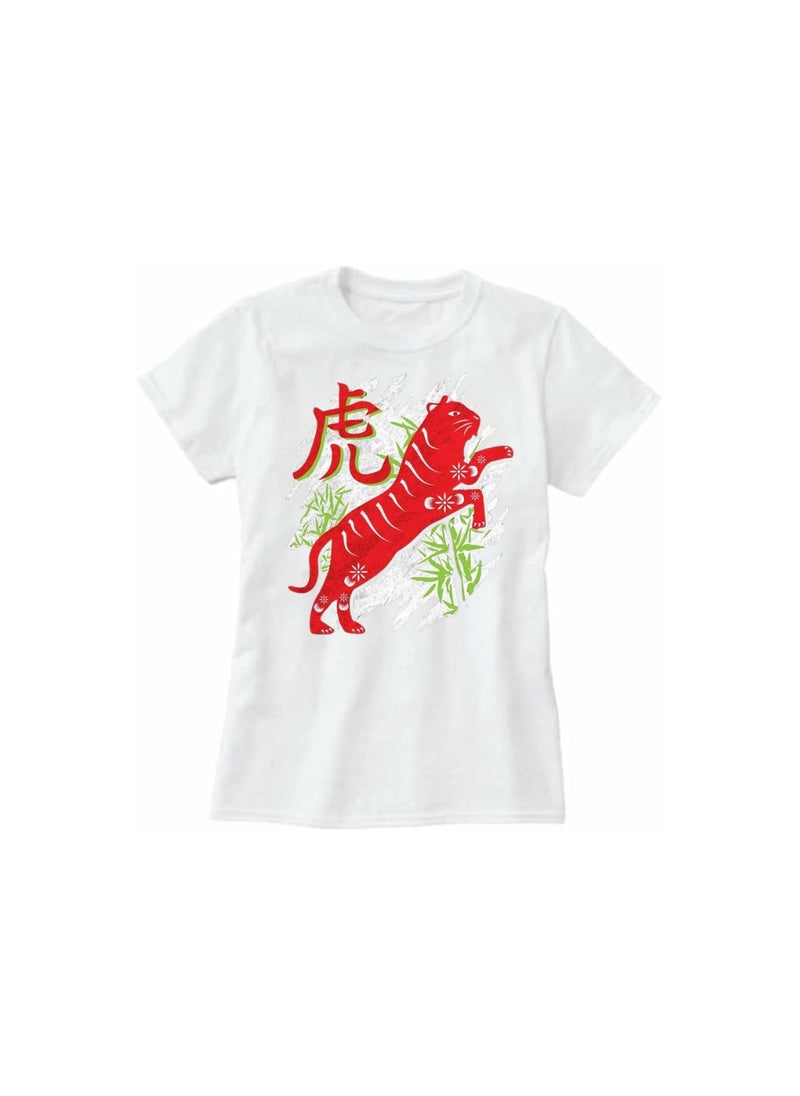 Chinese Zodiac Symbols T-Shirt For Women–Printed Design Short Sleeve Round Neck Cotton Tshirt–Comfortable And Stylish T-Shirt For Celebrations Day