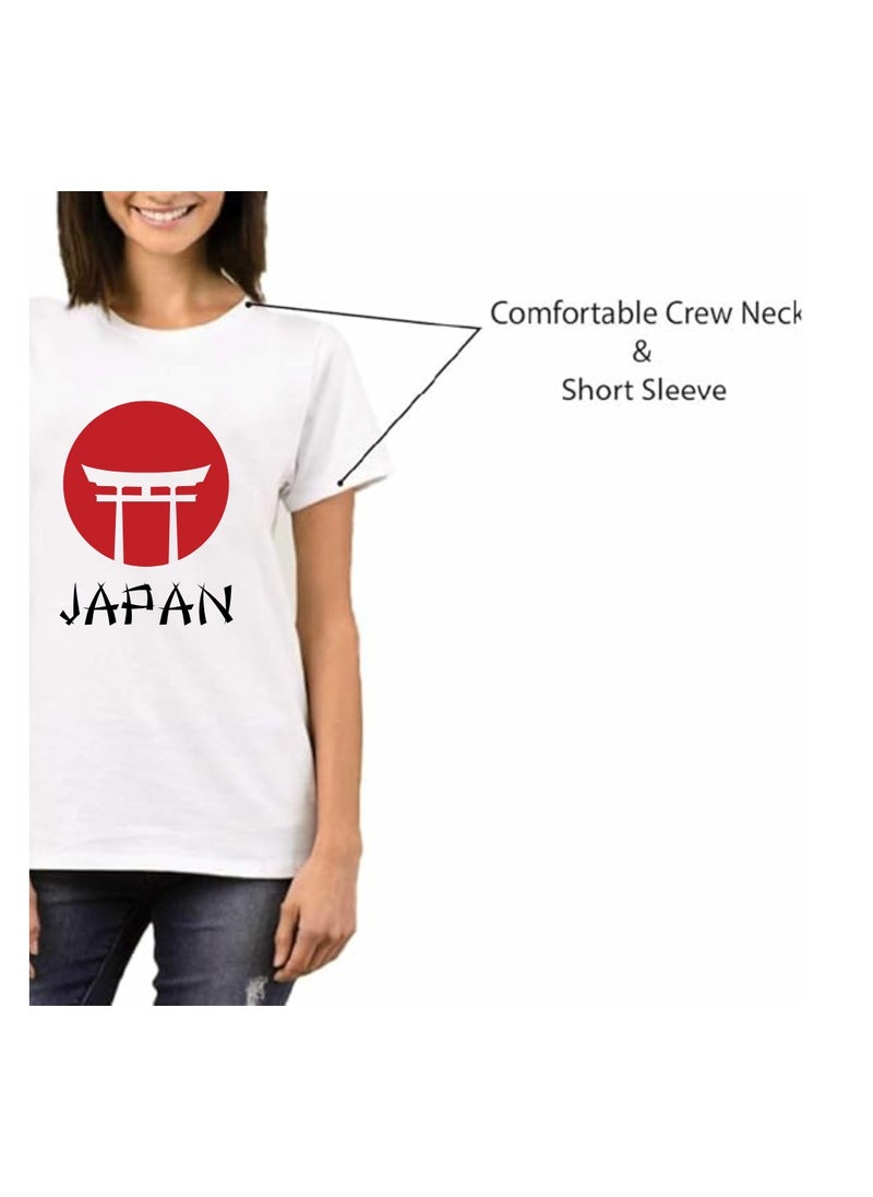 Japan T-Shirt For Women-Printed Adult Tshirt For Celebrating National Day Perfect For Holidays,Festive Events-Round Neck And Short Sleeve T-Shirt