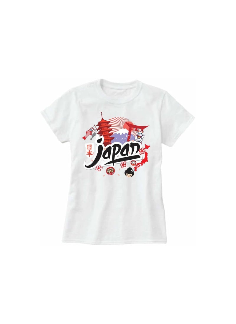 Japan T-Shirt For Women-Printed Adult Tshirt For Celebrating National Day Perfect For Holidays,Festive Events-Round Neck And Short Sleeve T-Shirt