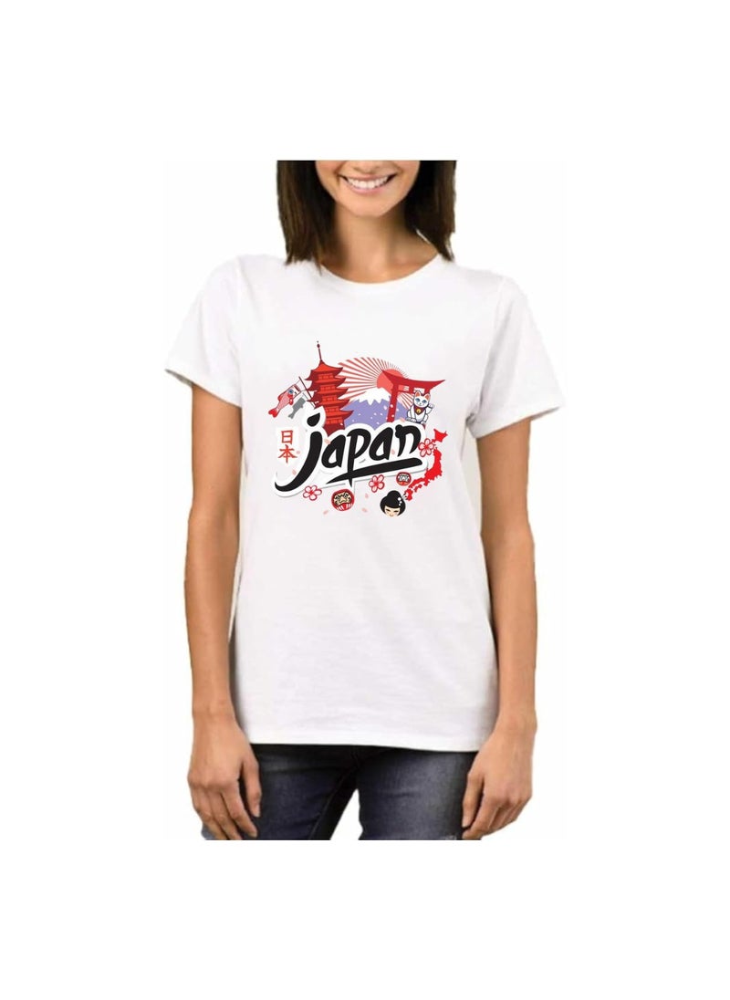 Japan T-Shirt For Women-Printed Adult Tshirt For Celebrating National Day Perfect For Holidays,Festive Events-Round Neck And Short Sleeve T-Shirt