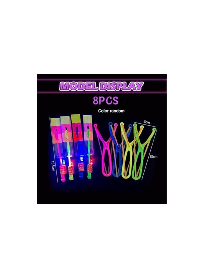 8PCS LED Helicopter Catapult Flying Toys | Party Return Gifts for Kids | Outdoor Camping Party Favors | Fun Slingshot Rocket Helicopter Toy for Boys & Girls